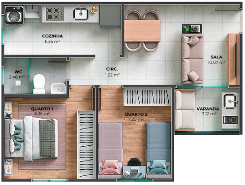 Planta 43.63m²